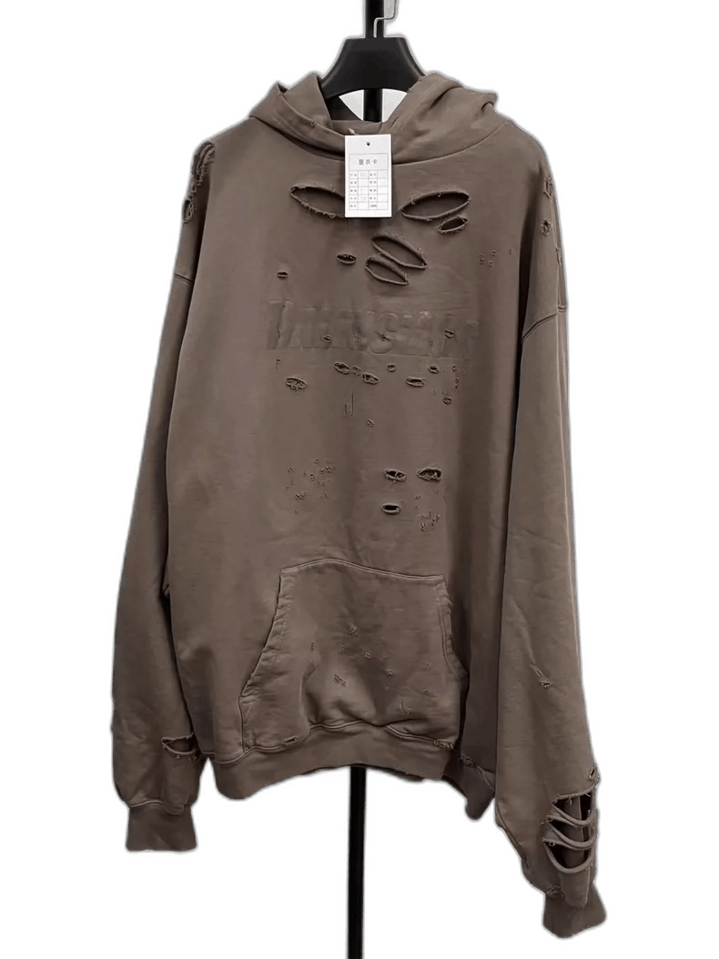 Balenciaga Balenciaga Logo Print Distressed Hoodie-yf | Grailed