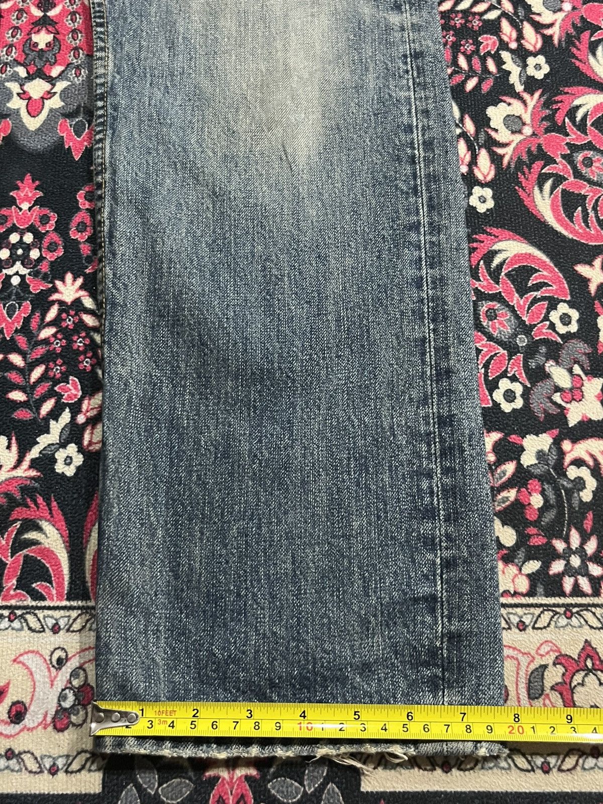No Faith Studios Japanese Brand Bobson Double Waist Blue Washed Jeans Size US 33 - 14 Thumbnail