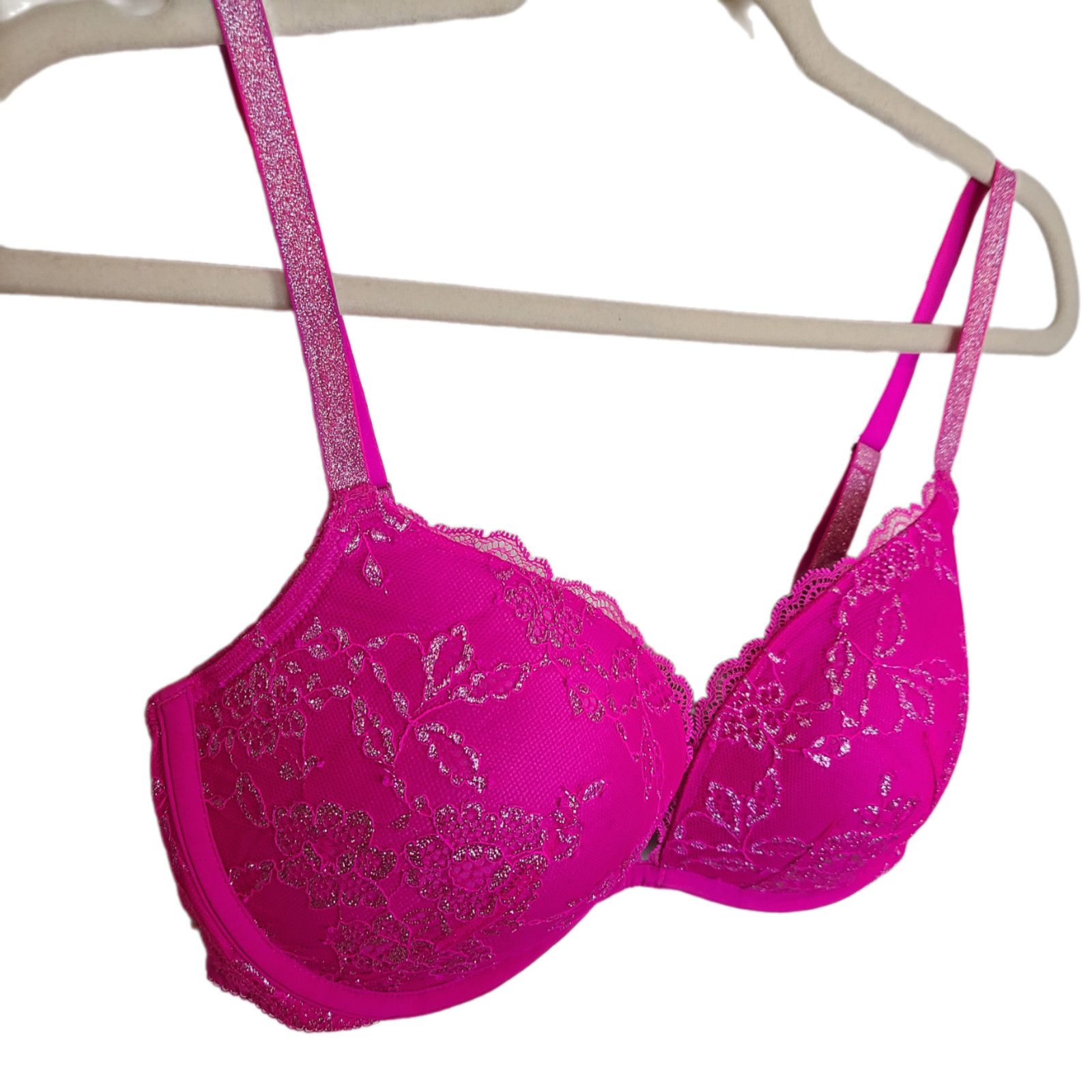Victoria's Secret Victorias Secret Lace Metallic Dream Angel Padded Demi Bra Size ONE SIZE - 2 Thumbnail
