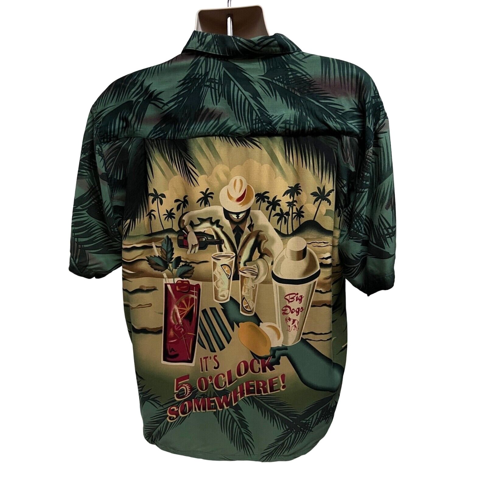 Big Dogs Big Dogs Green Hawaiian Vintage Button Up Shirt 3X Pocket Size US XXL / EU 58 / 5 - 2 Thumbnail