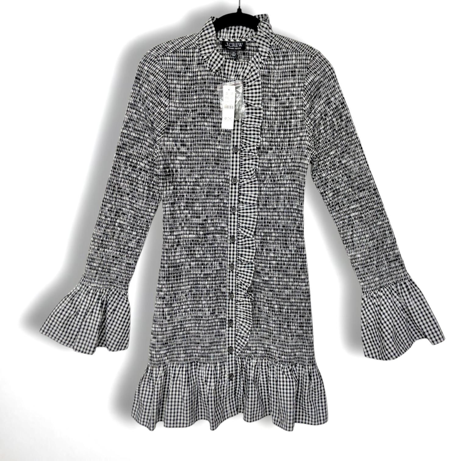 J.Crew J.Crew Organic Cotton Gingham Ruffle Shirt Dress - XS Size XS / US 0-2 / IT 36-38 - 2 Thumbnail