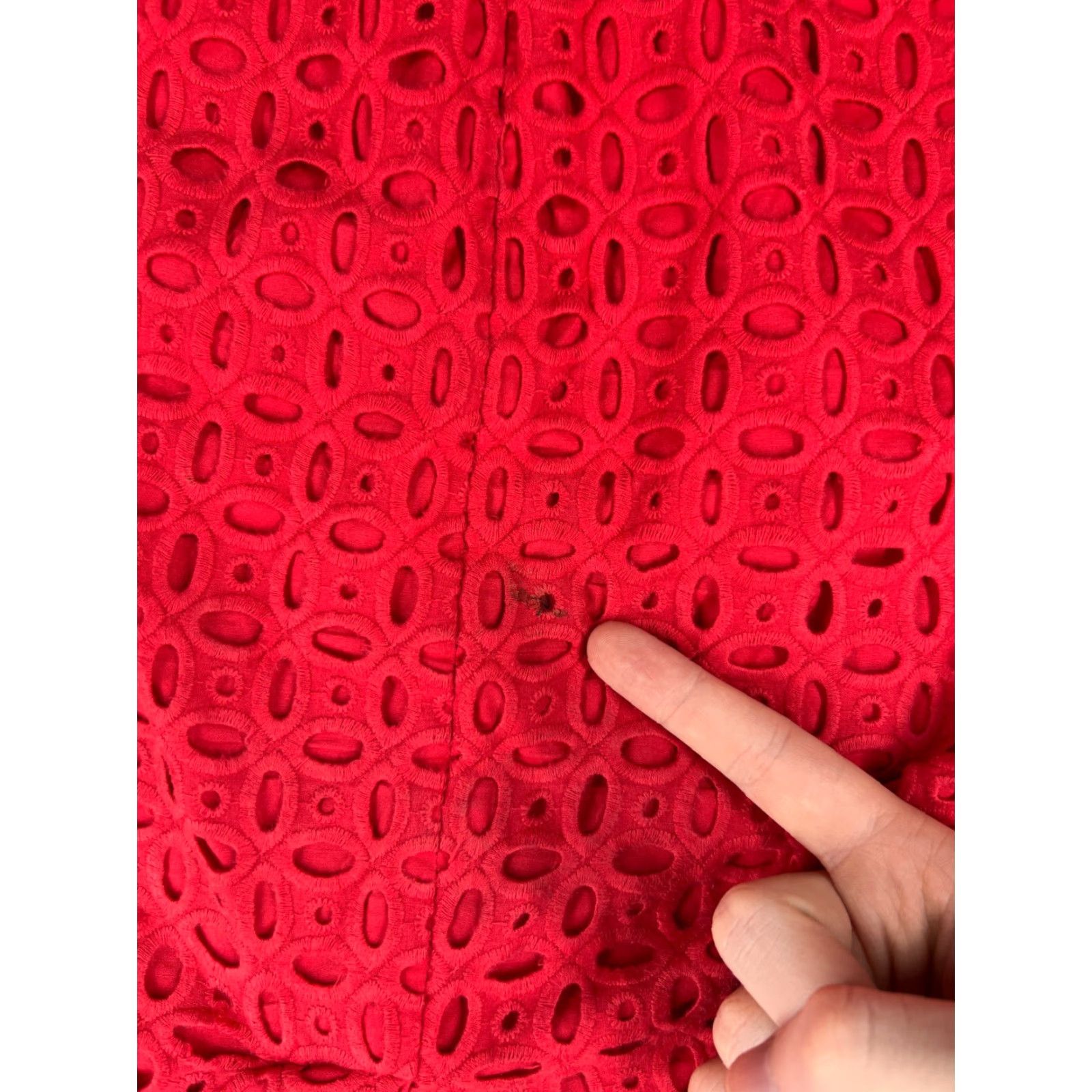 J.Crew VINTAGE J.CREW No. 2 Pencil Skirt Womens 4 Red Floral Eyelet Cotton High Rise Pockets Size 27" / US 4 / IT 40 - 3 Thumbnail