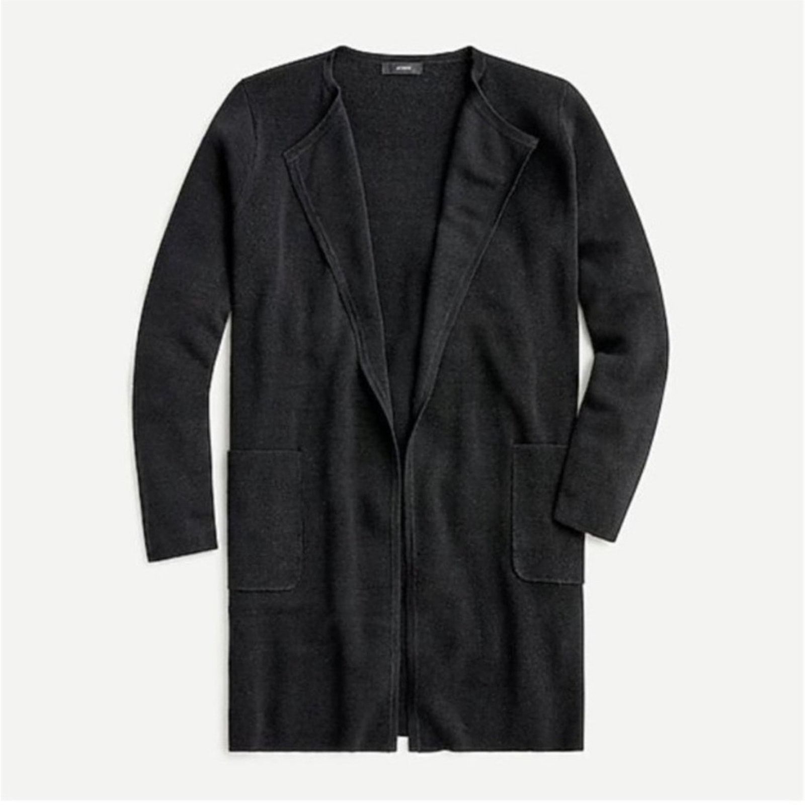 J.Crew J.CREW Juliette collarless sweater-blazer linen blend Black Size L / US 10 / IT 46 - 1 Thumbnail