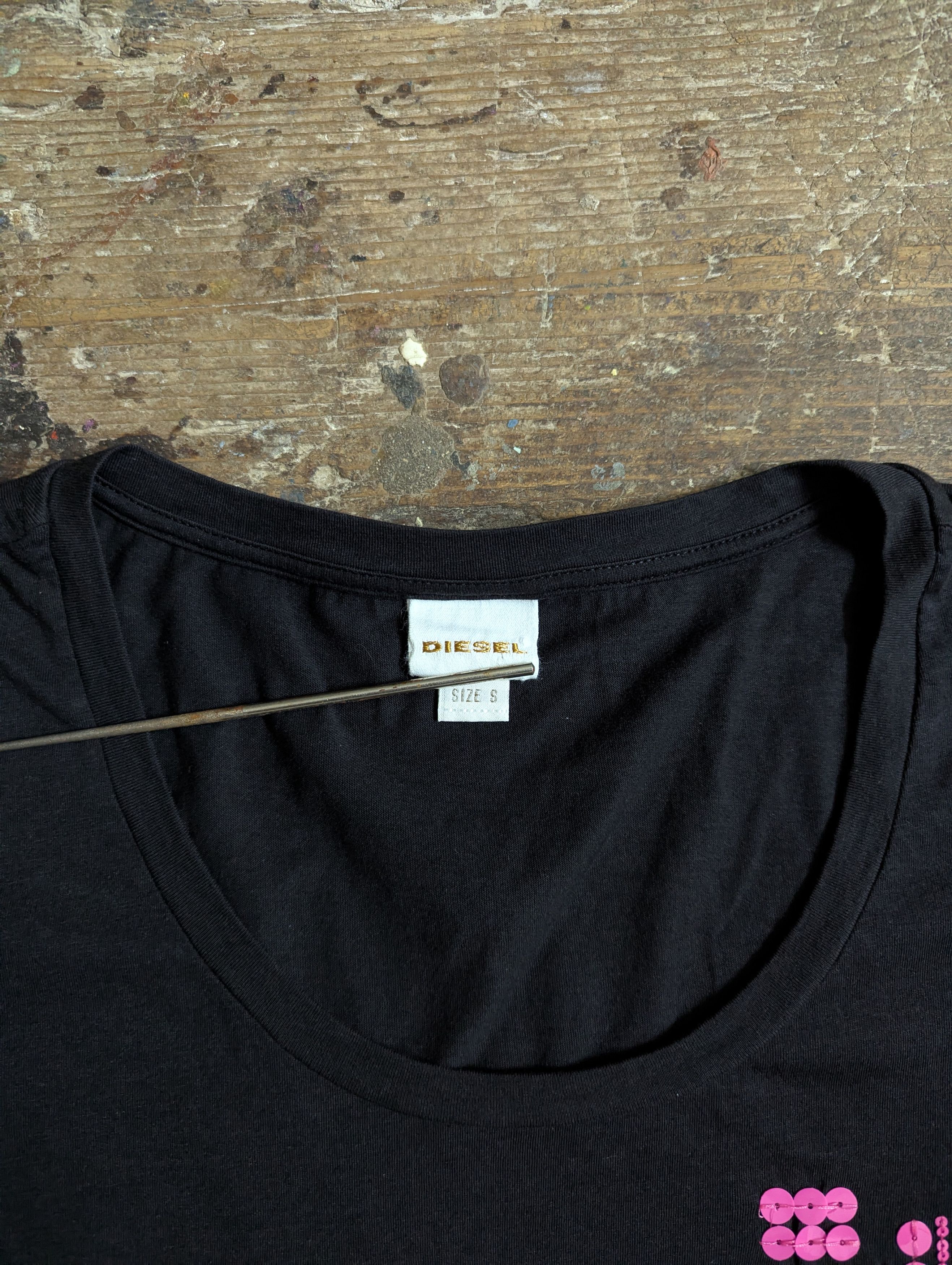 Diesel 00s Diesel Glitter Details Graphic Long T Shirt Top Size S / US 4 / IT 40 - 3 Thumbnail