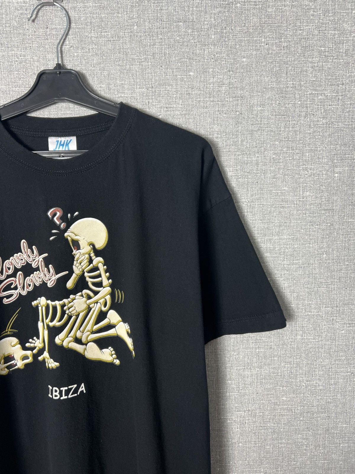 Band Tees × Vintage Ibiza Skeleton Sex “Slowly” Funny Graphic Print Tee Pornstar Size US XL / EU 56 / 4 - 4 Thumbnail