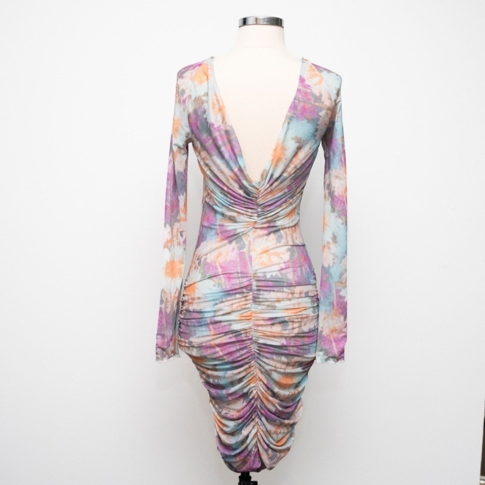 ROTATE Rotate. NWOT. Ulla Ruched Long Sleeve Dress Size XS / US 0-2 / IT 36-38 - 4 Thumbnail