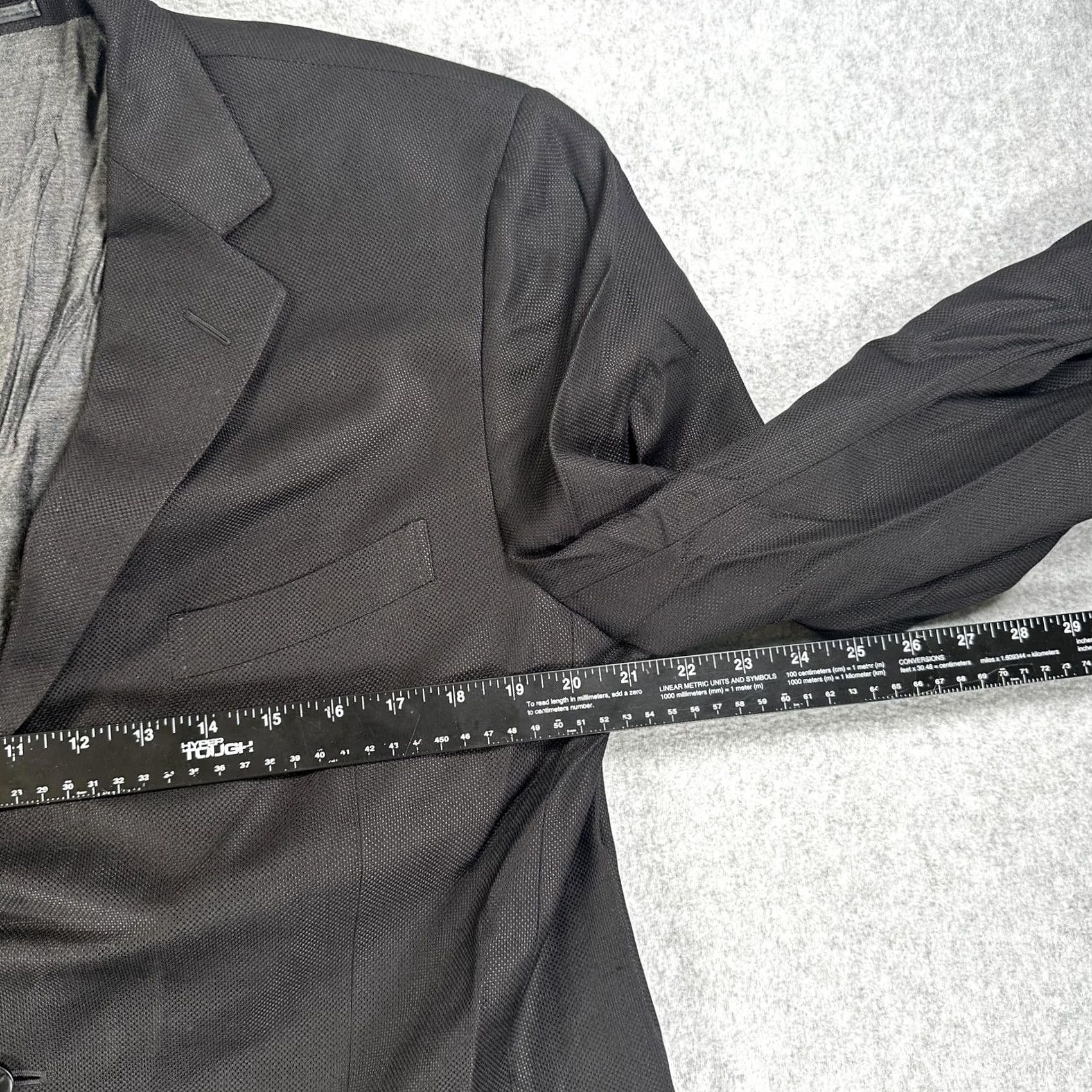 Ermenegildo Zegna Ermenegildo Zegna Blazer Mens 46 Black Wool Silk Travel Two Button Notch Lapel Regular Two-Button Front Closure Shirt Size 46R - 5 Thumbnail