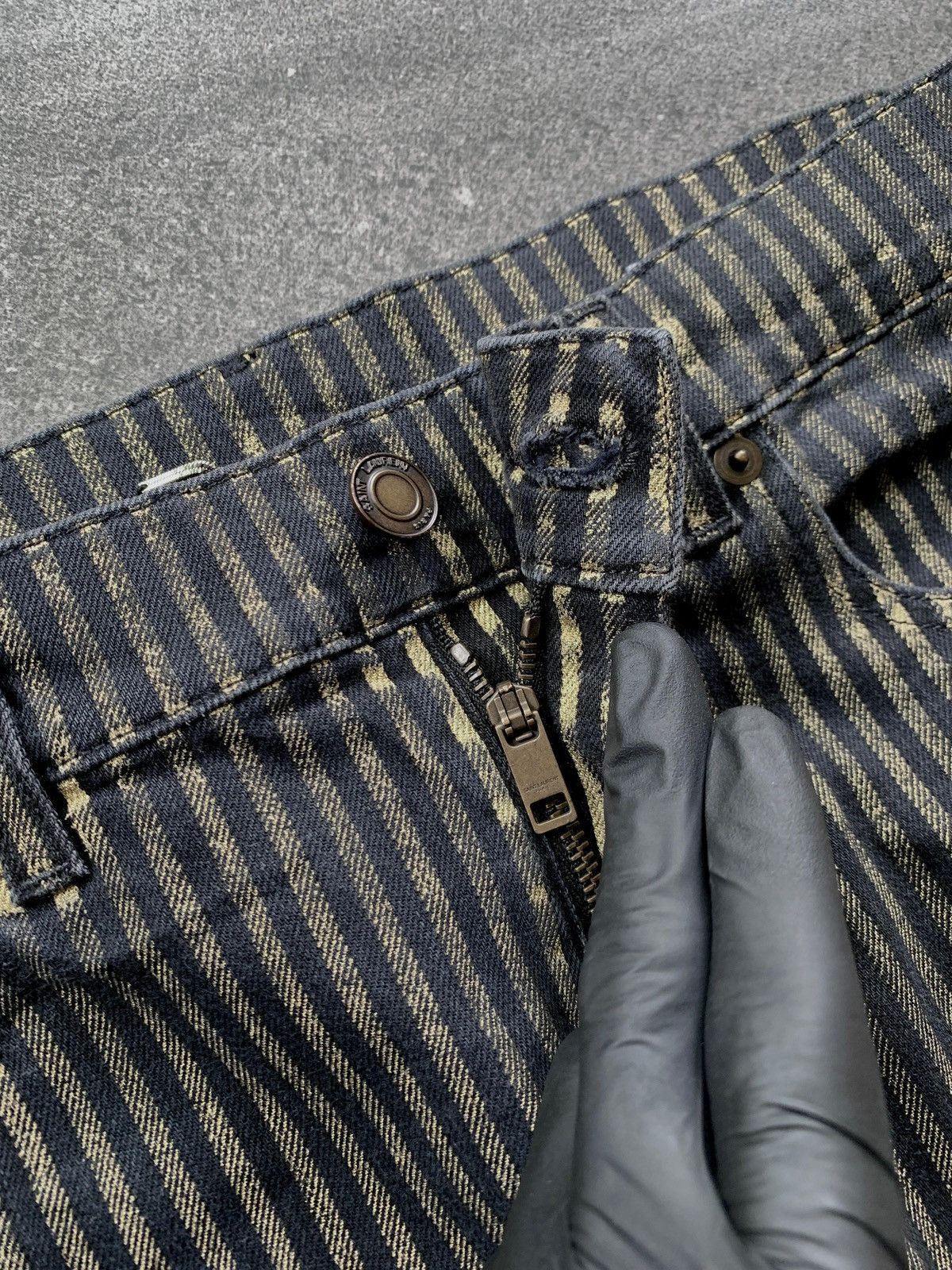 Saint Laurent Paris FREE TAX! Gold Striped Skinny Denim Jeans Size US 32 / EU 48 - 4 Thumbnail