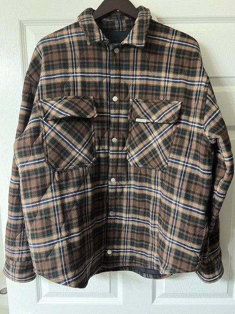 image of Represent Clo Quilted Overshirt - Brown/racing Green L, Men's (Size Large)