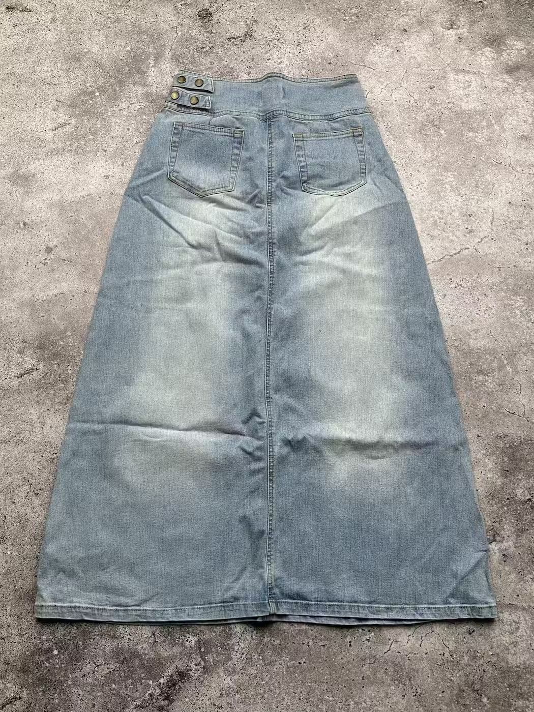 Japanese Brand Vintage Denim Flare Skirt C363(V308) Size 25" / US 0 / IT 36 - 4 Thumbnail