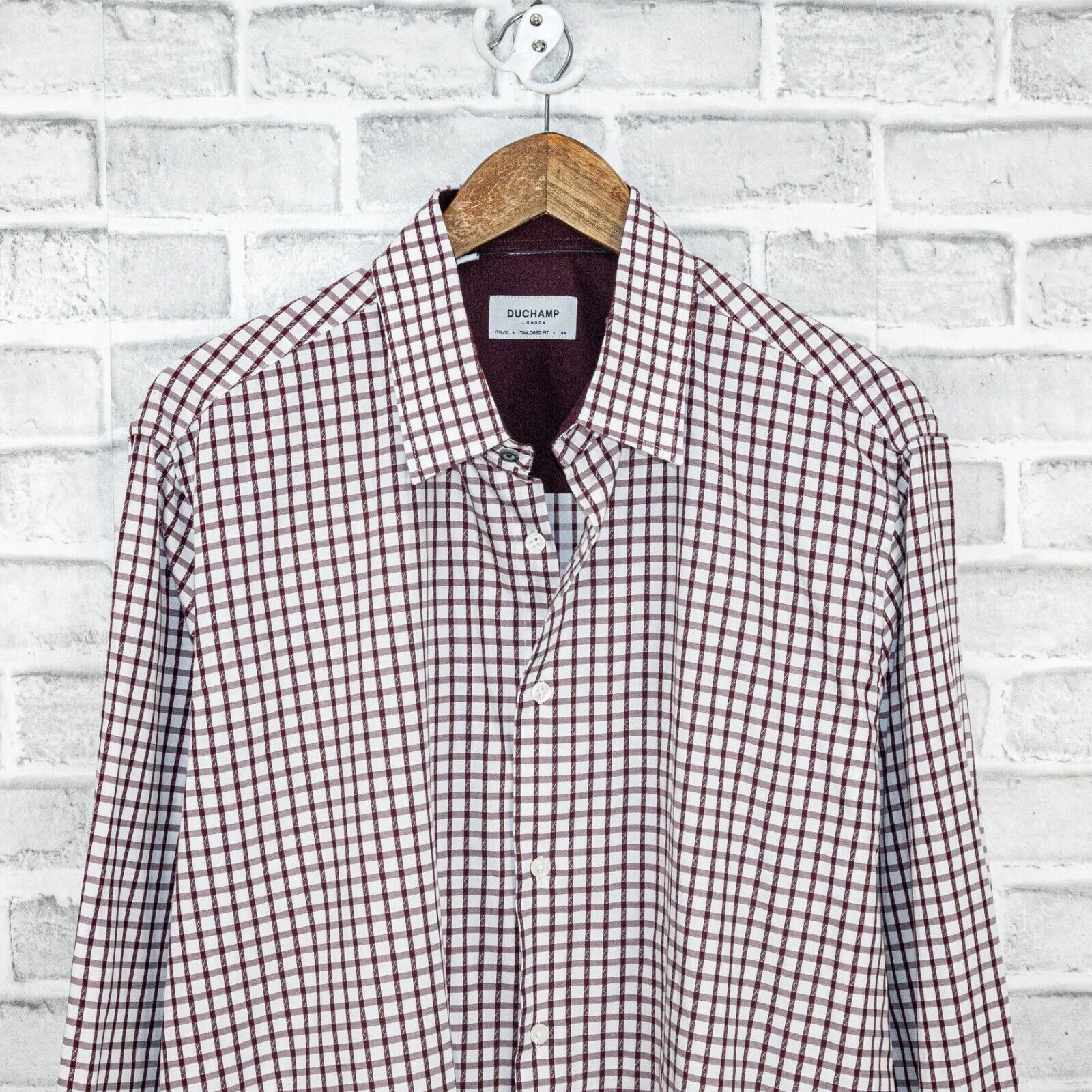 Duchamp DUCHAMP London Tailored Fit Button up Shirt white burgundy Size US XL / EU 56 / 4 - 4 Thumbnail