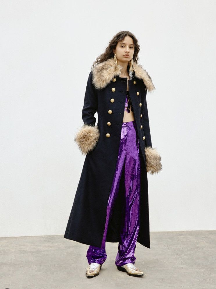 H&M × Paco Rabanne Rabanne H&M Fuzzy-detail Long Black Wool Coat Size Medium Size M / US 6-8 / IT 42-44 - 1 Thumbnail