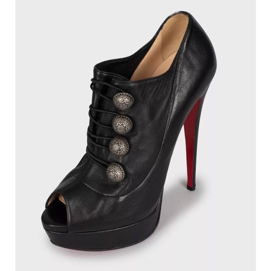 Christian Louboutin Christian Louboutin Open Toe Button Ankle Boots Black 38.5 Size US 7.5 / IT 37.5 - 3 Thumbnail