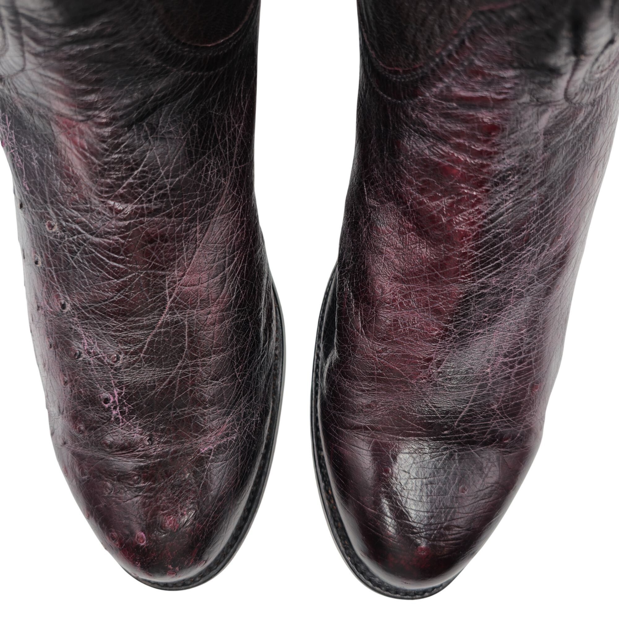 Lucchese Lucchese Classics Mens 10EE Black Cherry Burgundy Ostrich Size US 10 / EU 43 - 11 Thumbnail