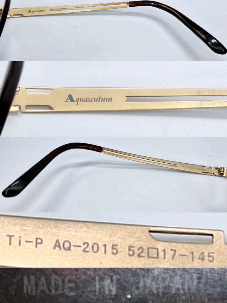 Aquascutum Aquascutum AQ-2015 Pure Titanium Half-Rim Glasses Frame Gold Size ONE SIZE - 5 Thumbnail