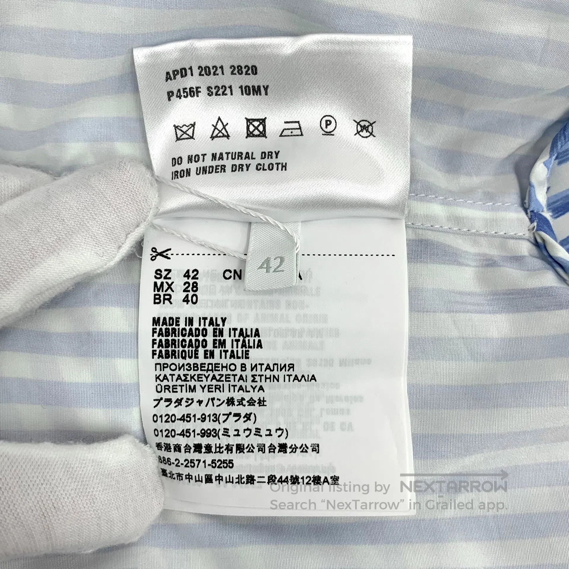 Prada Prada Blue striped floral printed cotton collarless single Size US XS / EU 42 / 0 - 7 Thumbnail