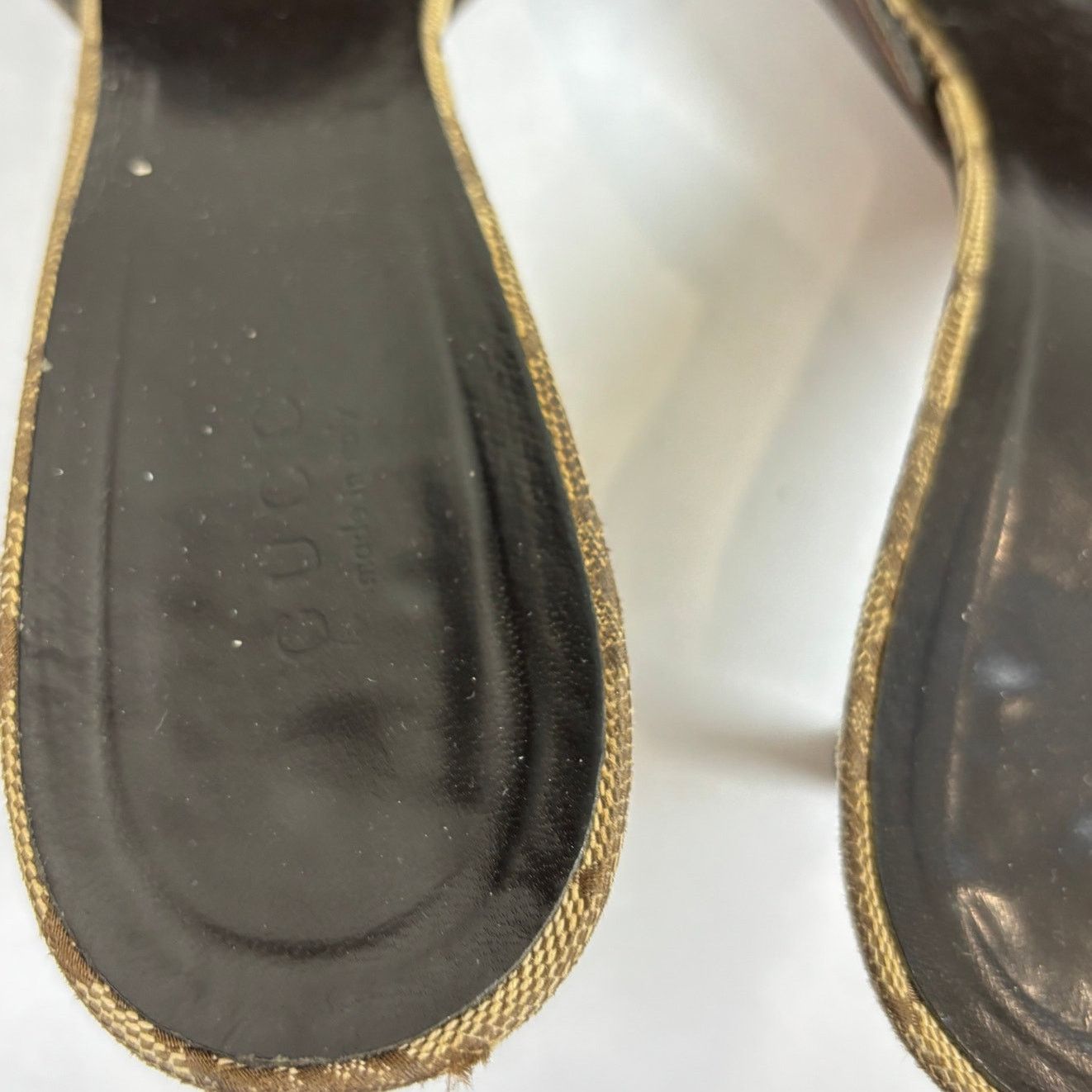 Gucci × Vintage VTG Gucci Monogram Cut Out Kitten Heels Mules Women's 8.5B Size US 8.5 / IT 38.5 - 10 Thumbnail