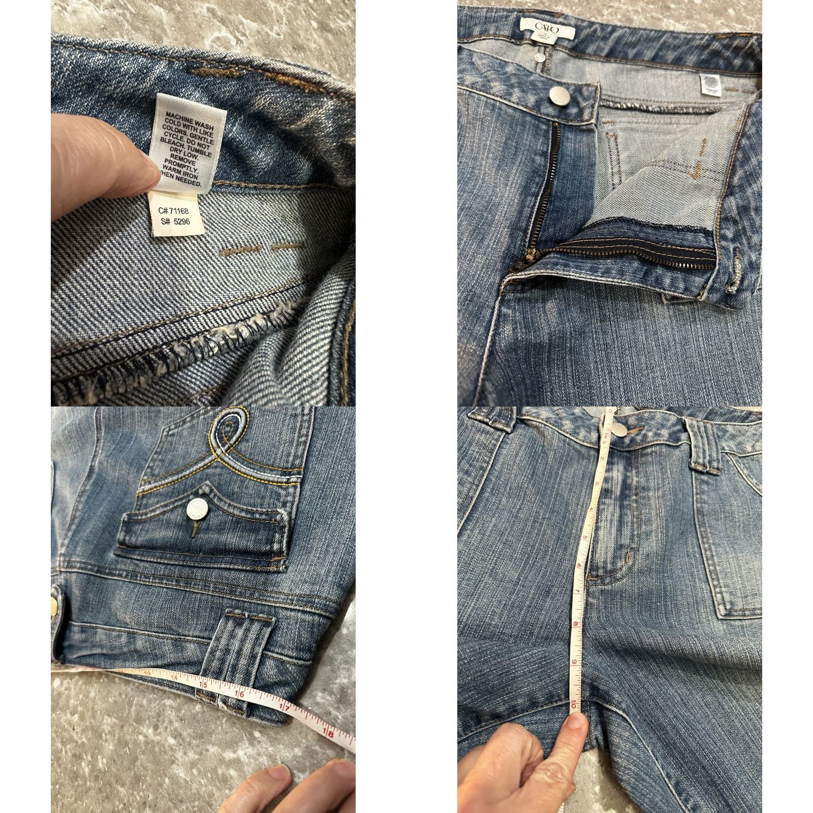 Vintage Cato Jeans Capri Shorts Mid Rise 5-Pocket Blue Denim Womens Capris Capri 16 Medium Wash Flap Pockets Belt Loops Slit Vintage No Size 38" / US 16 / IT 52 - 8 Thumbnail