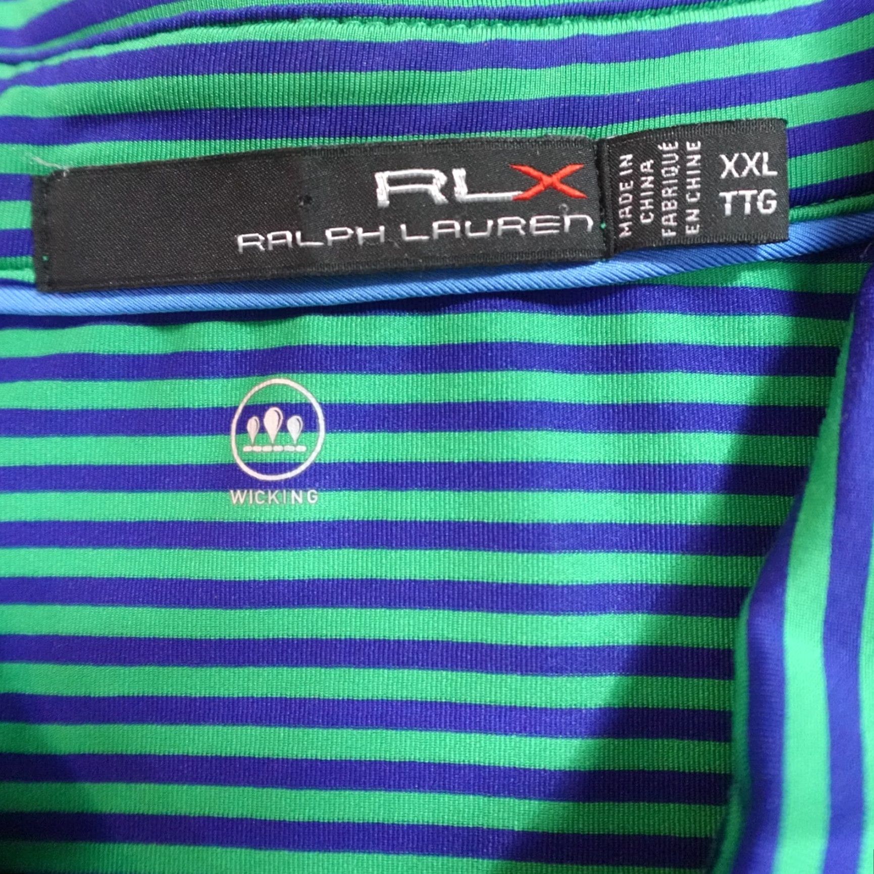 RLX Ralph Lauren VINTAGE RLX Ralph Lauren Polo Shirt 2XL Blue Green Striped Size US XXL / EU 58 / 5 - 3 Thumbnail
