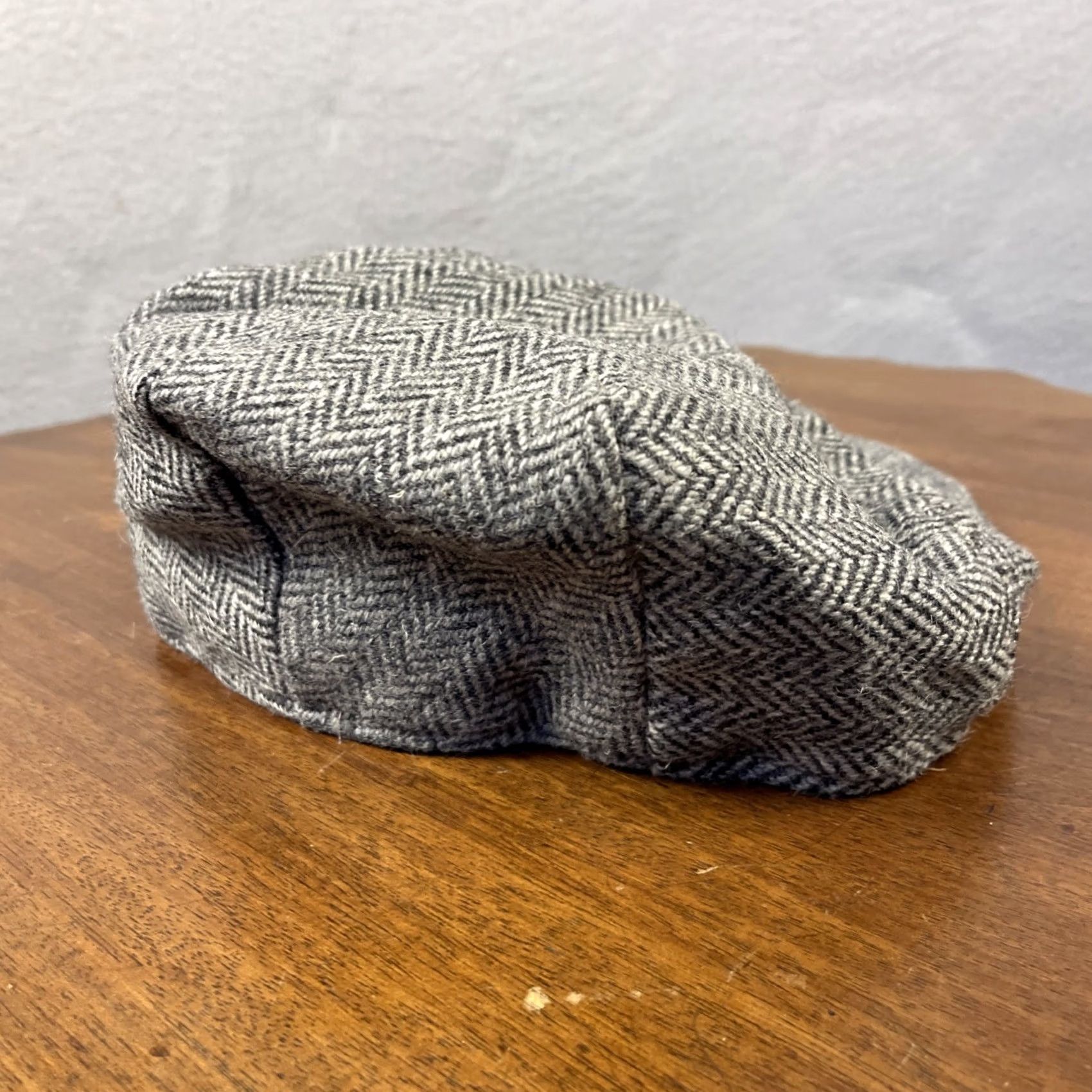 Harris Tweed VINTAGE Harris Tweed Flat Cap Size 7.5 Gray Wool Herringbone UK Men Cap Size ONE SIZE - 2 Thumbnail