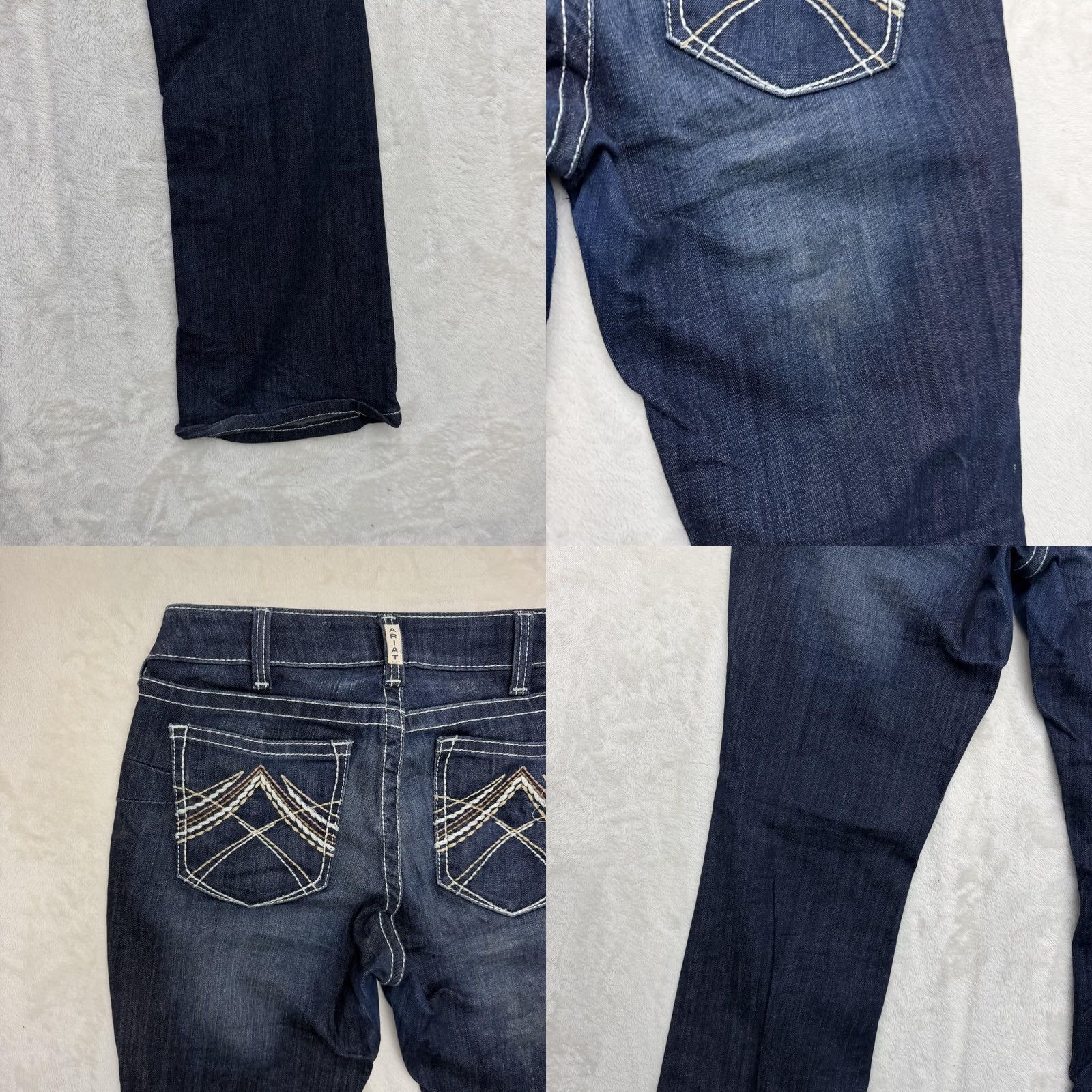 Ariat Ariat REAL Denim Jeans Womens 34x32 Bootcut Low Rise Embroidered Blue Denim 5-Pocket Western Stretch Jeans Womens Size 24" / US 00 / IT 34 - 9 Thumbnail