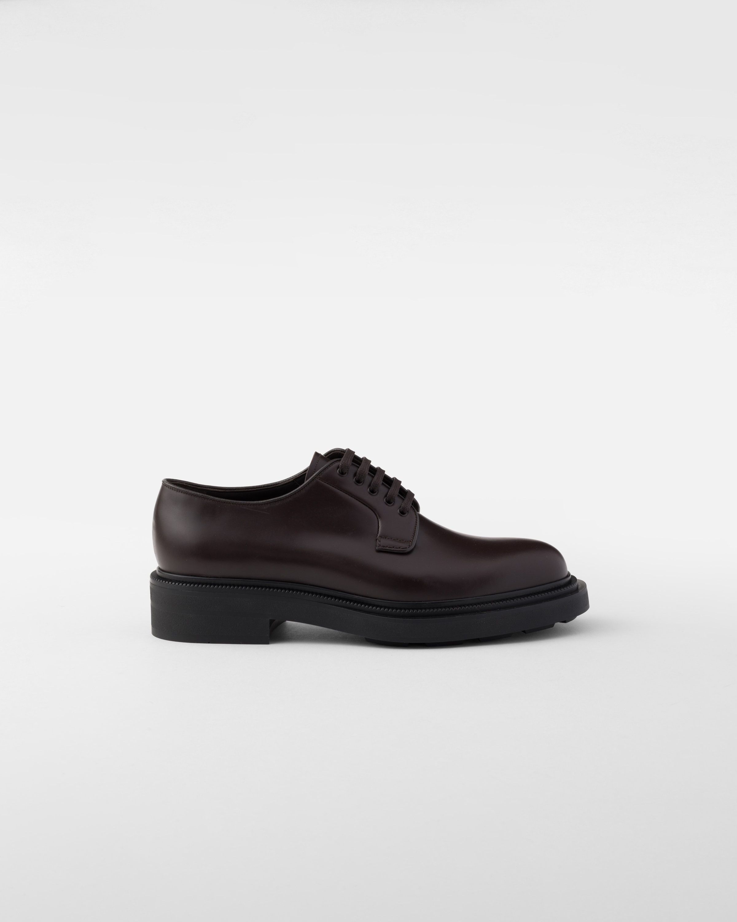 Prada o1la1rc1a0925 Brushed Leather Derby Shoes in Dark Brown Size US 9 / EU 42 - 2 Thumbnail