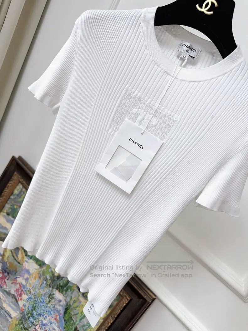 Other Chanel 25C early spring white embossed logo knitted short Size XXS / US 00 / IT 34 - 6 Thumbnail
