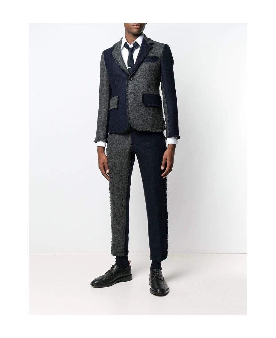 Thom Browne Thom Browne SS Raw Two-Tone Charcoal/Navy Slim Suit Size US M / EU 48-50 / 2 - 8 Thumbnail
