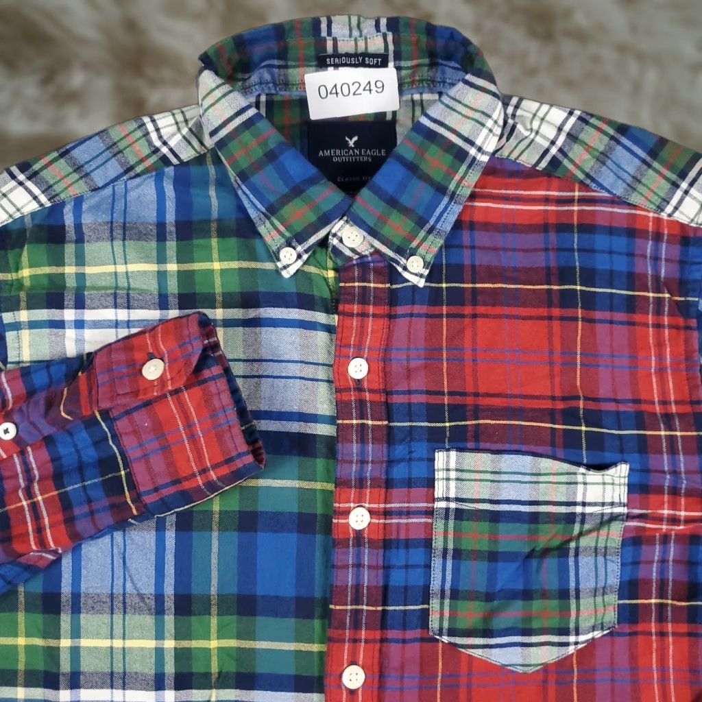 American Eagle Outfitters American Eagle Outfitters Shirt Mens XS Blue Plaid Long Sleeve Cotton Button-Up Casual Size US XS / EU 42 / 0 - 1 Thumbnail