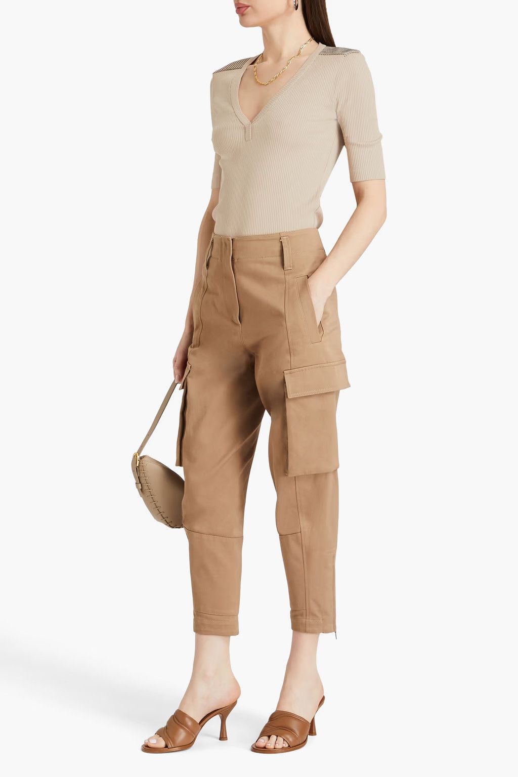 Brunello Cucinelli o1y0825 V-neck T-Shirt in Beige Size XXL / US 16-18 / IT 52-54 - 2 Thumbnail