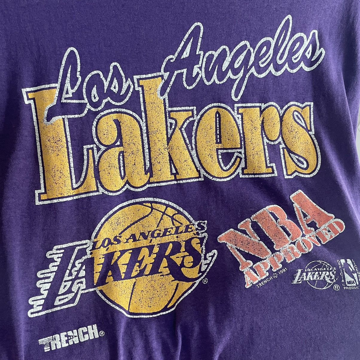 NBA × Vintage 1991 Vintage NBA Los Angeles Lakers Tshirt American Sports Size US M / EU 48-50 / 2 - 3 Thumbnail