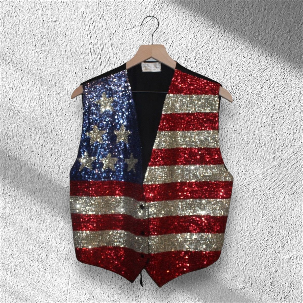 Vintage American Flag Sequin Vest USA Women’s