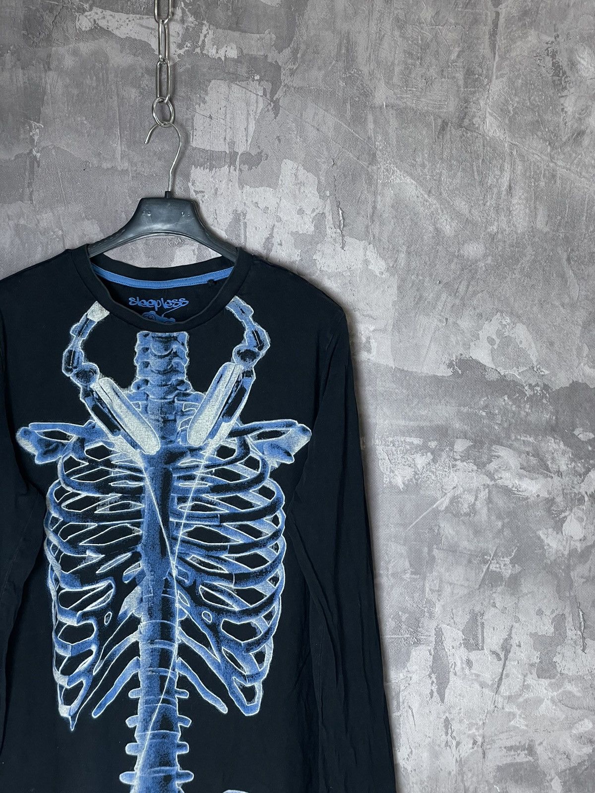 Vintage Crazy Y2K Affliction Style Skull Skeleton Bones Black LS Tee Size US M / EU 48-50 / 2 - 3 Thumbnail