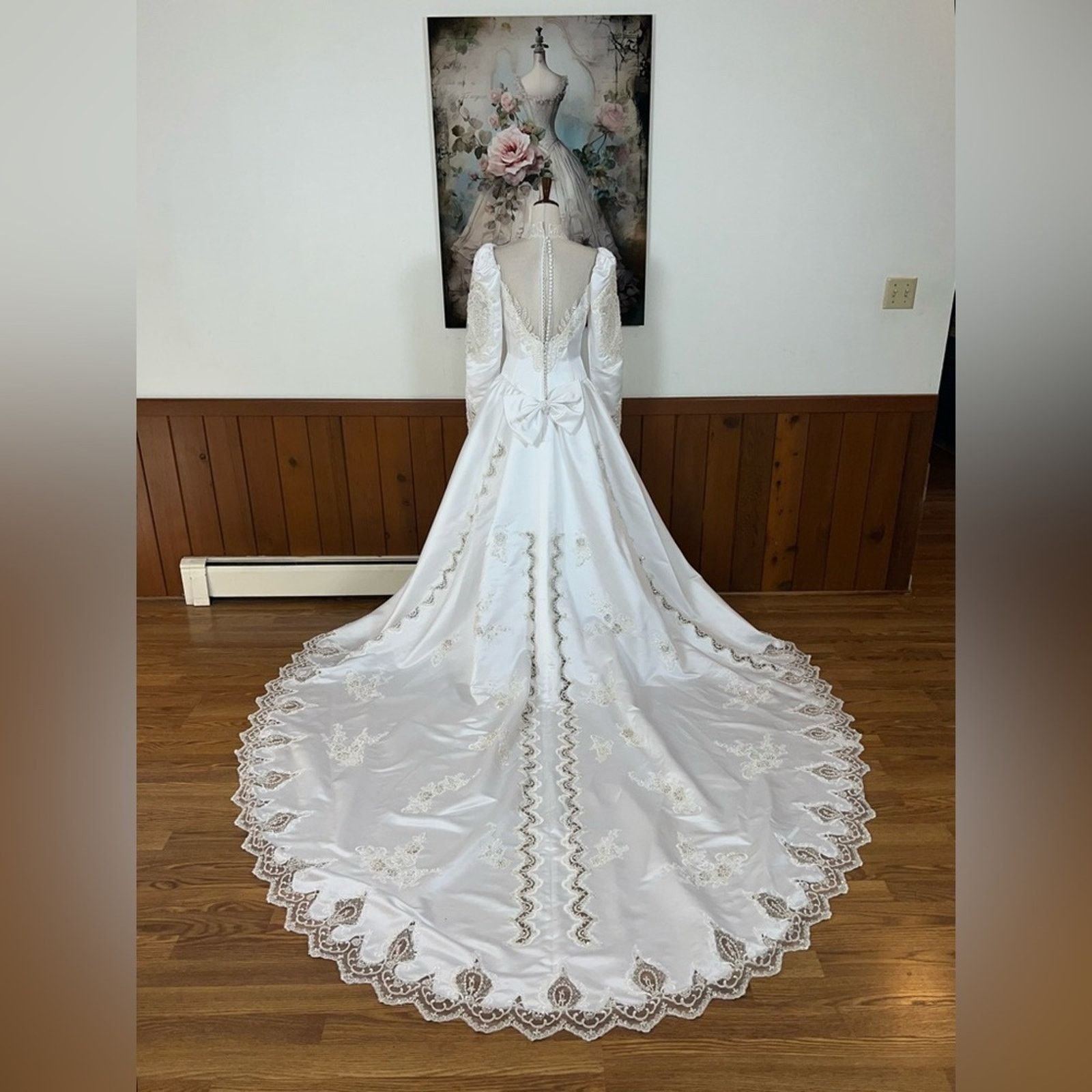 Vintage Gorgeous Vintage 90s White Satin Wedding Gown! Size XL / US 12-14 / IT 48-50 - 7 Thumbnail