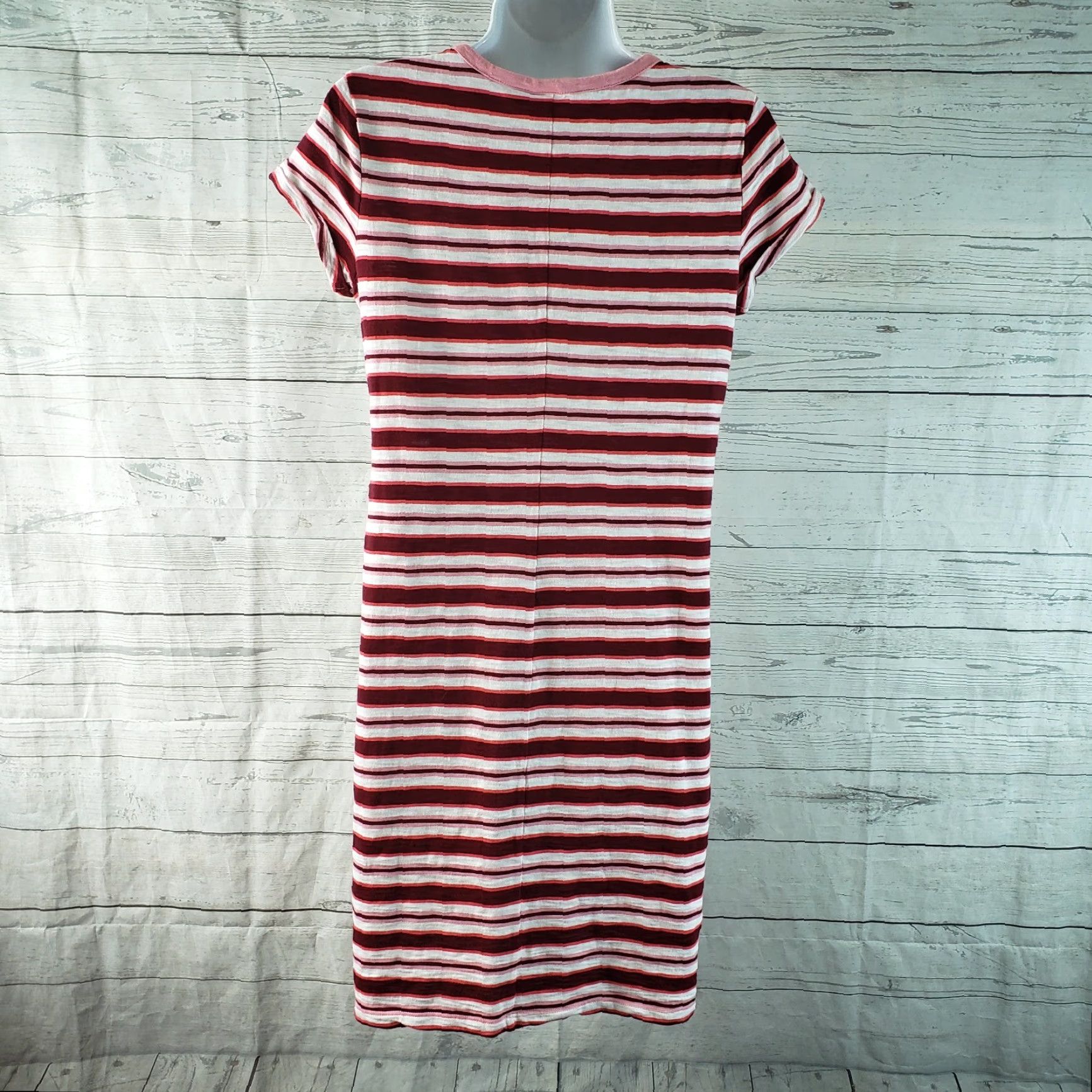 Gap Gap T-Shirt Dress Womens Small Tall Pink Maroon Striped Short Sleeve Size S / US 4 / IT 40 - 4 Thumbnail