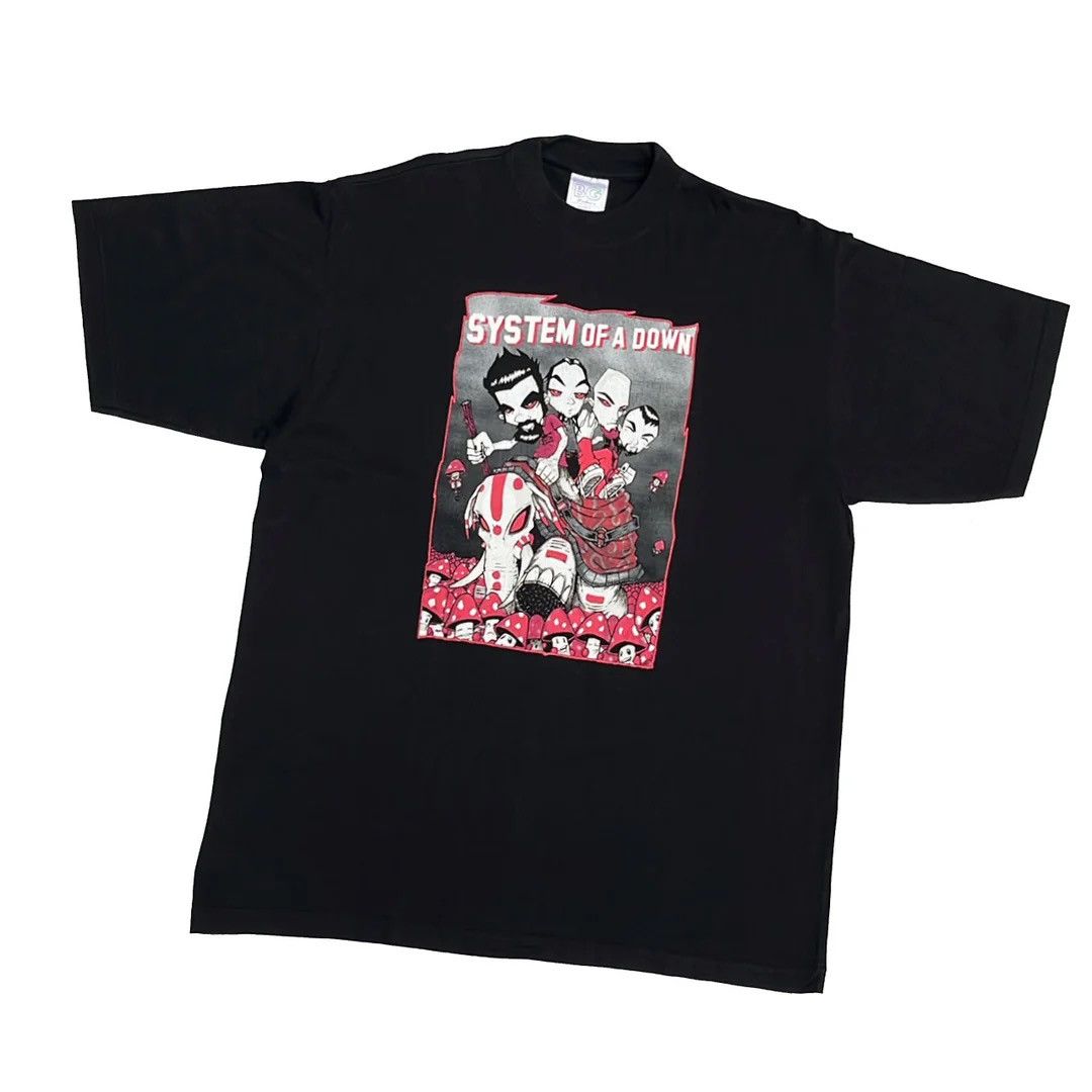 image of Band Tees x Tour Tee System Of A Down 2002 Vintage World Tour Band T-Shirt in Black, Men's (Size XL