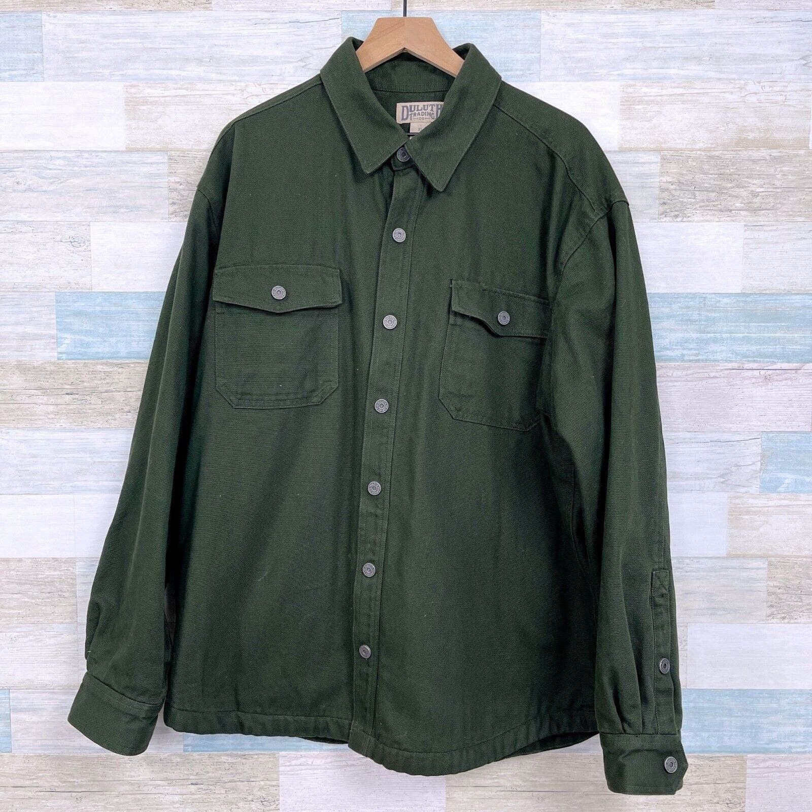 image of Duluth Trading Company Duluth Trading Co Fleece Canvas Shirt Jacket Workwear XL in Green, Men's