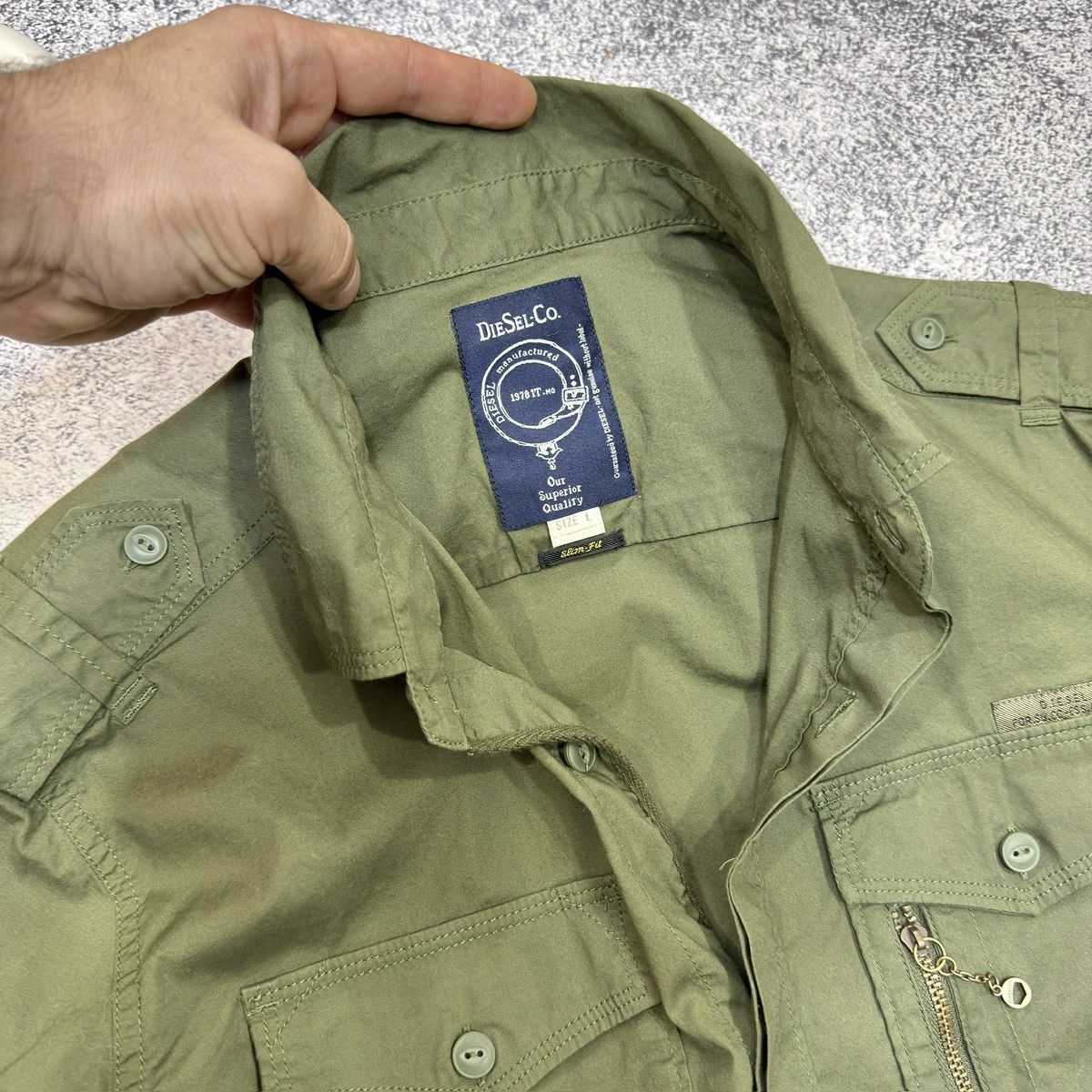 Diesel Diesel Green Cotton Overshirt Slim Fit L size Size US L / EU 52-54 / 3 - 4 Thumbnail