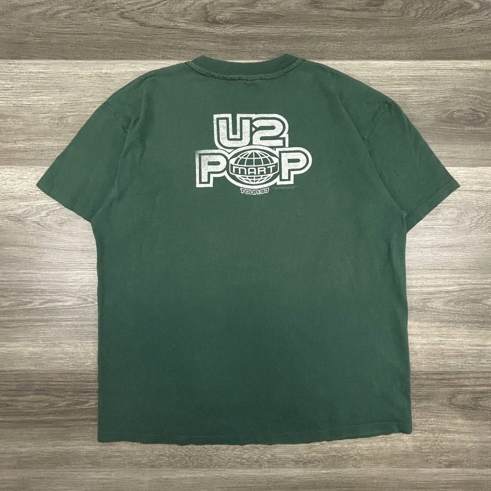 Anvil VINTAGE U2 Shirt Mens XL Green Anvil PopMart Tour 97 Tee 90s Concert Shirt Size US XL / EU 56 / 4 - 2 Thumbnail