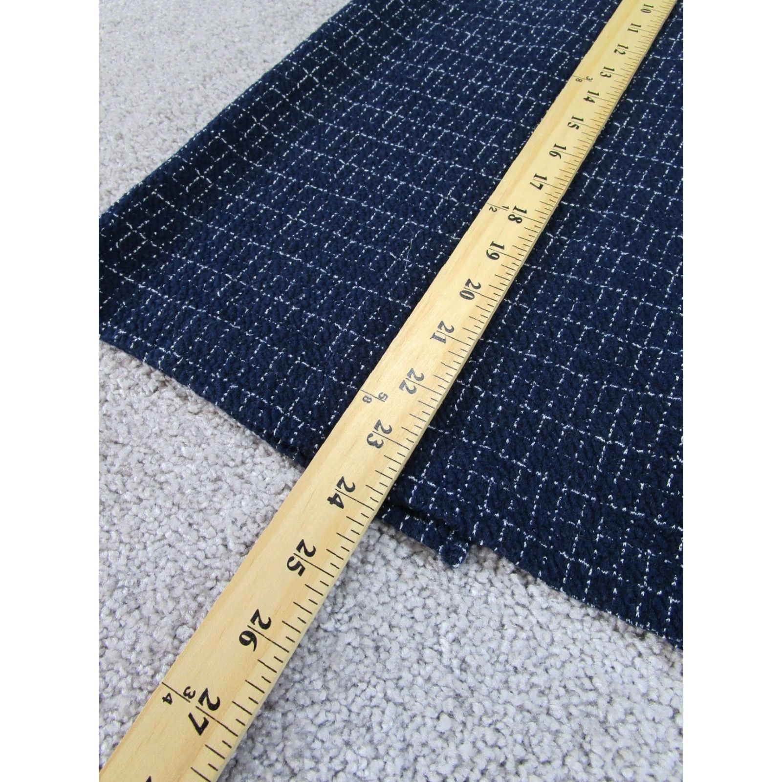 Anthropologie Maeve Anthropologie Skirt Womens XS Navy Blue Cotton Blend Pencil Knee Length Zipper Check Pattern Size 26" / US 2 / IT 38 - 3 Thumbnail