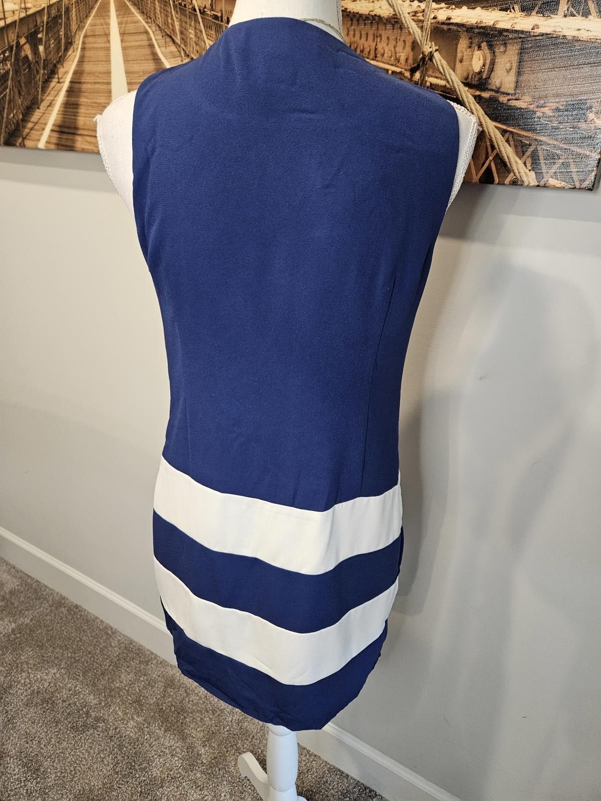 Forever 21 Forever 21 Contemporary Navy Striped Dress Size S / US 4 / IT 40 - 3 Thumbnail