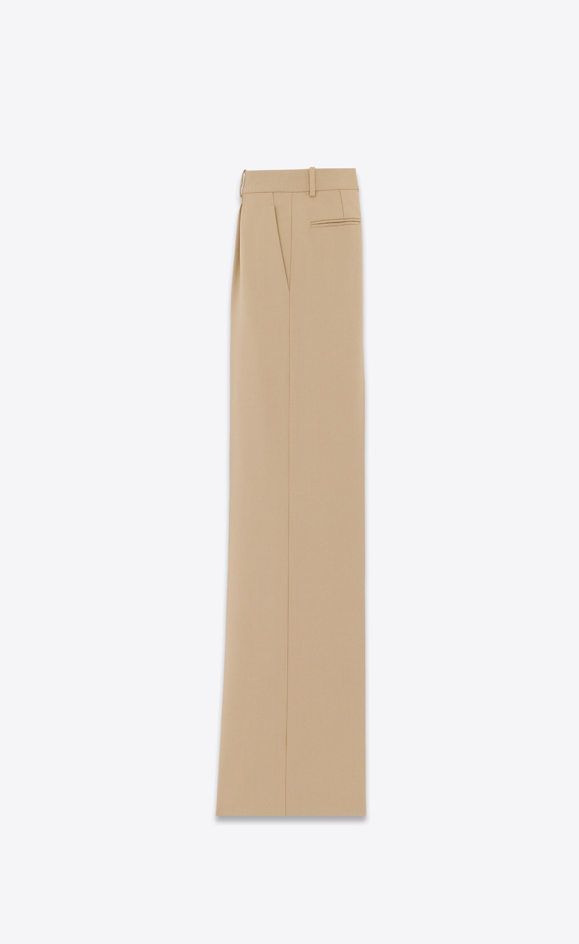 Saint Laurent Paris o1b1hav110525 741104 Flared Pants in Wool Gabardine in Beige Size 24" / US 00 / IT 34 - 2 Thumbnail