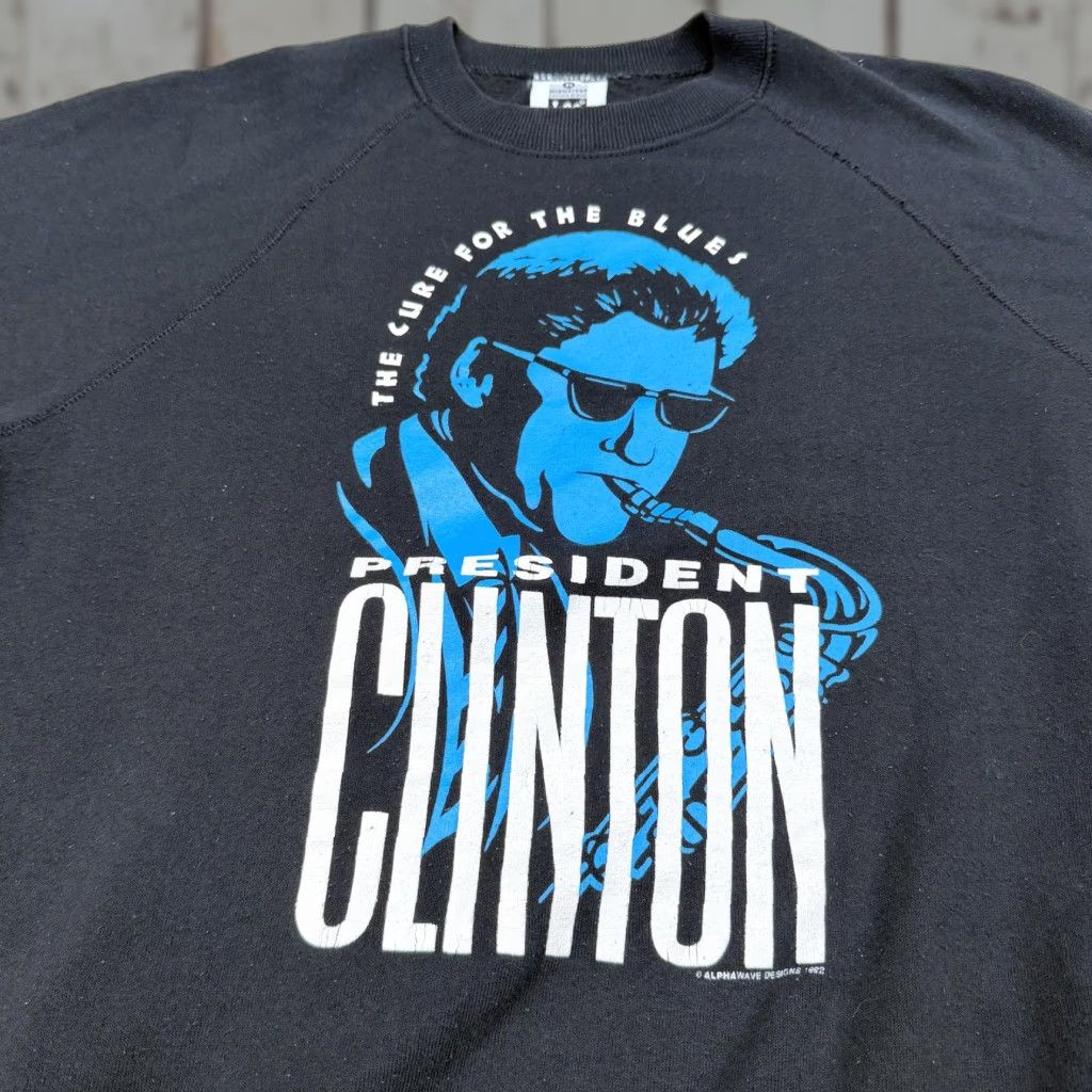 VINTAGE Lee Sweatshirt Mens XL Black Graphic Print 1992 USA 90s Clinton Presidency Pullover