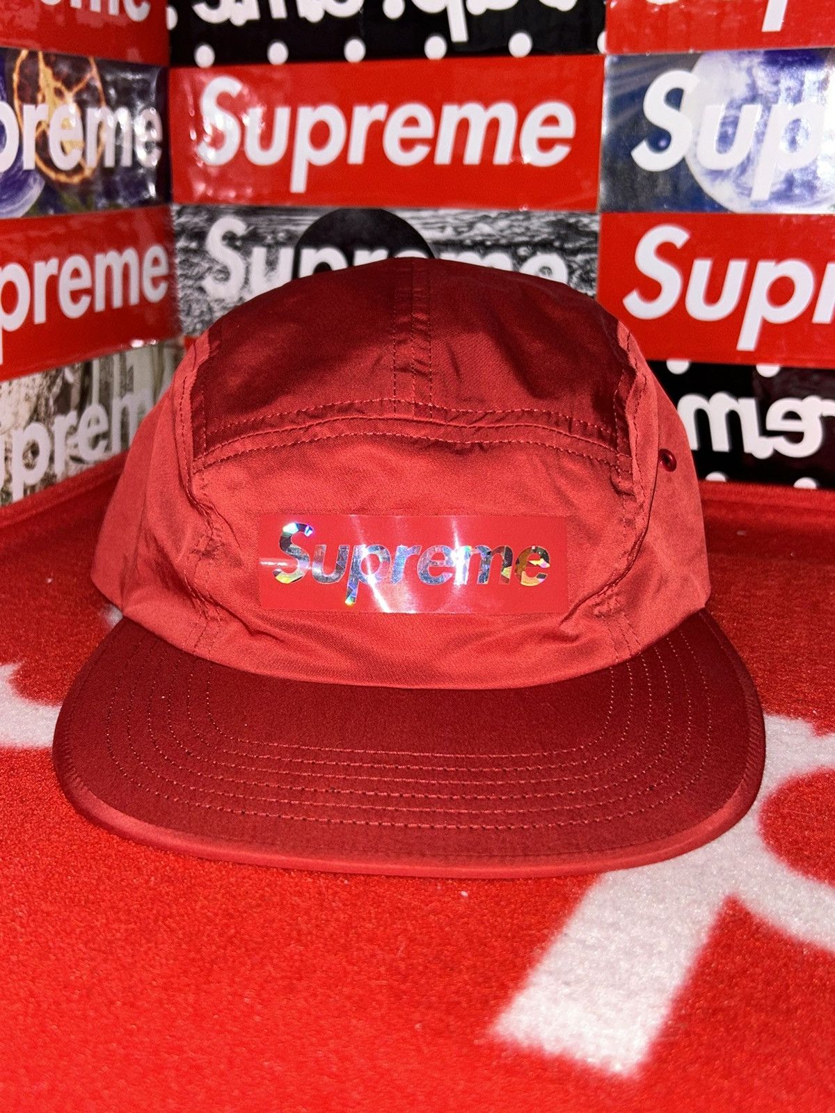 Supreme Supreme Holographic Logo Camp Cap Red SS19 RARE HAT Size ONE SIZE - 1 Thumbnail