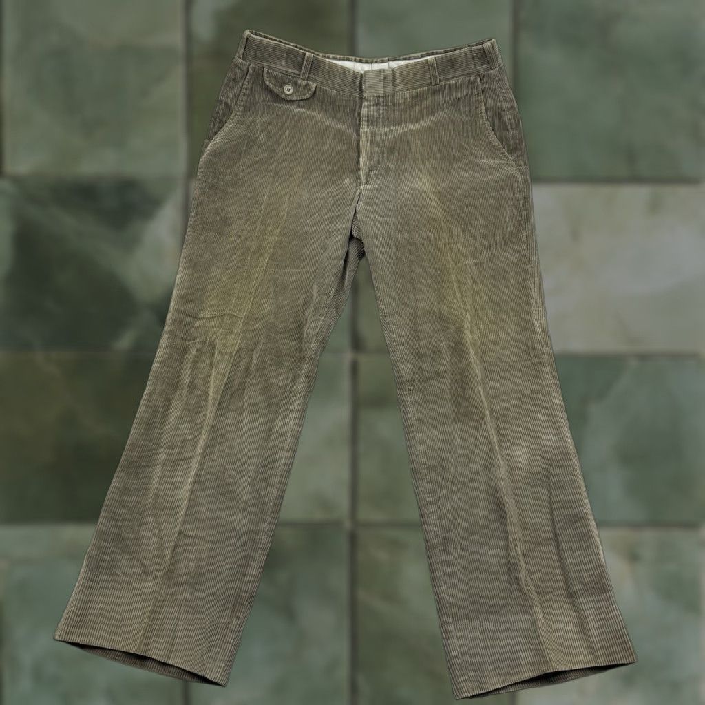 Berle VINTAGE Berle Pants Corduroy Tailored Green 1970s 33x27 Mens Size US 33 - 1 Thumbnail