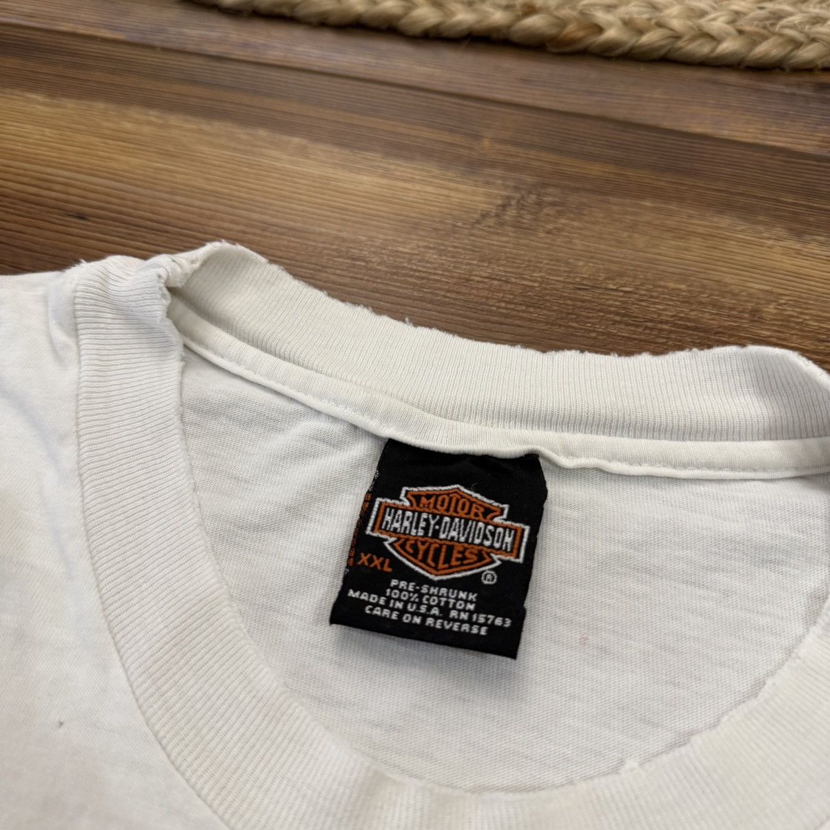 Harley Davidson Vintage White Harley Davidson Flames Eagle Pocket Tee Shirt Size US XL / EU 56 / 4 - 8 Thumbnail