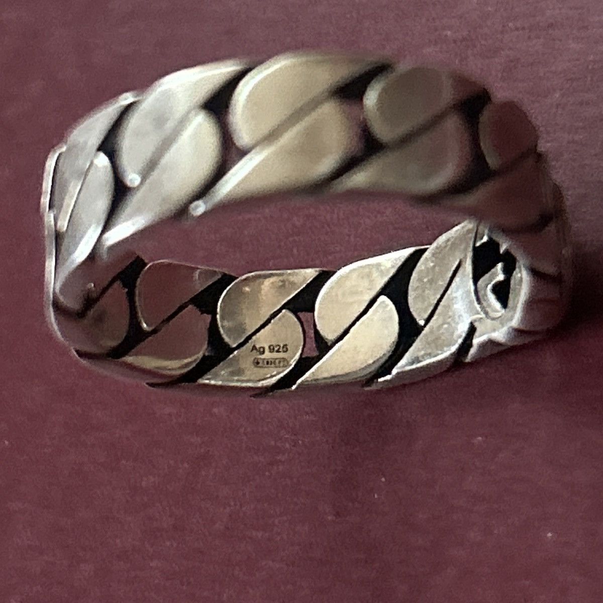 Gucci Gucci Wide Ring w Interlocking G Sterling Silver Chain AG925 Size ONE SIZE - 7 Thumbnail