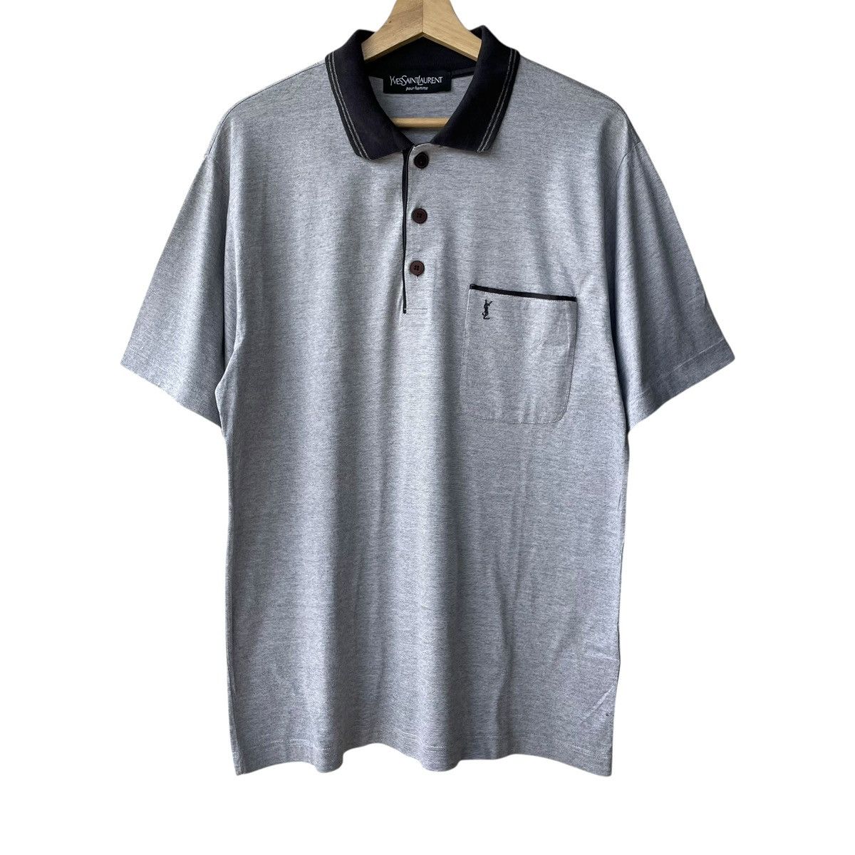 Yves Saint Laurent Yves Saint Laurent YSL Pour Homme Designer Pocket Polo Tee Size US M / EU 48-50 / 2 - 1 Thumbnail
