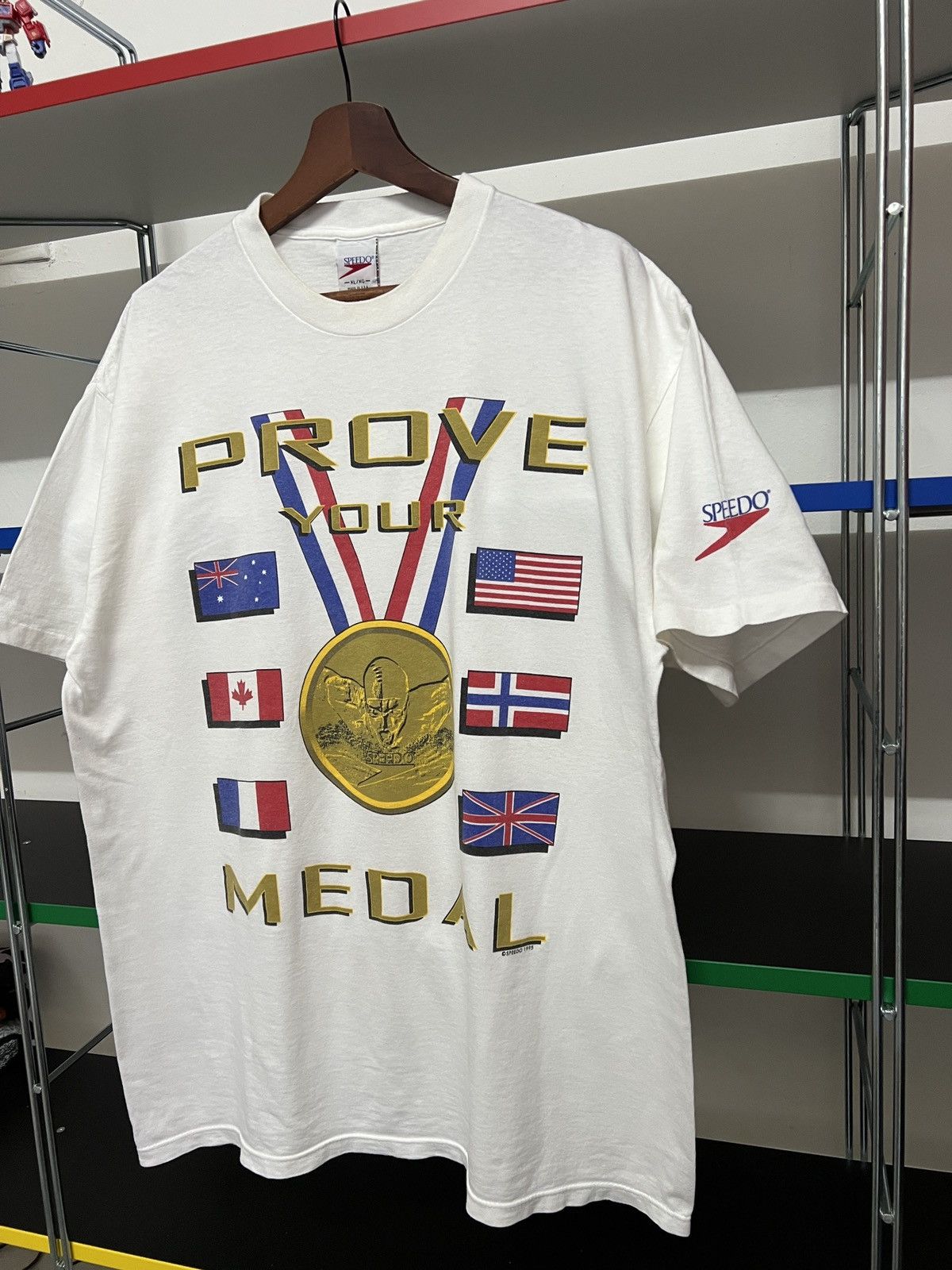 Speedo Vintage 90s Speedo "Prove Your Medal" Olympic Graphic Tee Size US XL / EU 56 / 4 - 6 Thumbnail