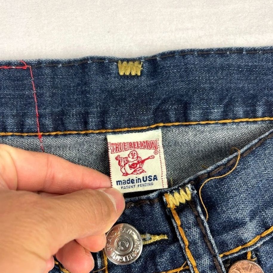 True Religion VINTAGE True Religion Jeans Mens 30x33 Joey Super T Flared Dark USA 5-Pocket Zipper Button Logo Blue Denim Cotton Jeans Mens Size US 30 / EU 46 - 6 Thumbnail